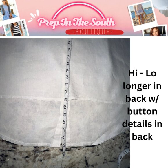 Terzo Millennio Sand Italian Linen Hi-Low Tunic Top L | Coastal Boho - Picture 7 of 10